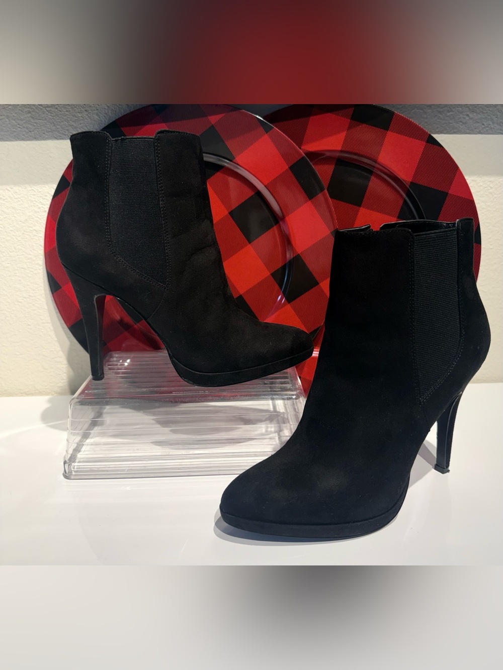 NINE WEST Black Suede Ankle Boots Booties Stilettos